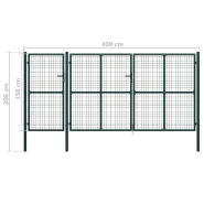 Vidaxl portail de jardin acier 400 x 150 cm vert 144313_3