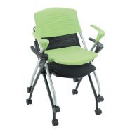 CH-2131A - Chaises empilables gigognes avec cadre argenté et roulettes - Dimensions : L 632 x P 545 x H 770 mm_3