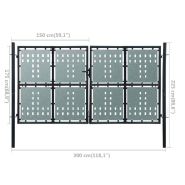 Vidaxl portail simple de clôture noir 300x225 cm 141694_3