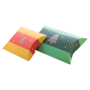 Boite en forme de petit coussin - sur mesure en papier cartonné avec fenêtre sapin de Noël - Quantité minimale 50 pcs_3