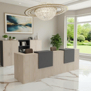 Banque d'accueil 2 personnes delta first avec 2 tops - MOBEL LINEA - acacia clair, 364, anthracite_0
