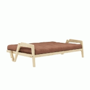 Canapé convertible futon Grab - Pin naturel brun argile - Couchage 130 x 190 cm_3