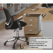 Bureau compact Tono avec caisson - Mobel Linea - 160, Blanc, Gauche, 2 tiroirs_3