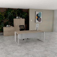 Bureau droit individuel Star - Mobel Linea - 180, Alu, Acacia clair, Oui_0