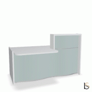 Banque d'accueil compacte WAVE avec plateau bas - MDD - 200, Gauche, Bleu ciel mat_0