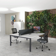 Bureau 2 personnes Tempo avec passe-câbles  - Mobel Linea - 120, Anthracite, Blanc_0