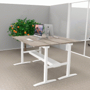 Bureau bench réglable en hauteur UP - Mobel Linea - Non, 160, Blanc, Chêne grisé_0