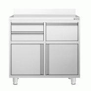 Meuble inox pour machine à café - 1000 x 600 mm - 2 tiroirs - Knock box_3