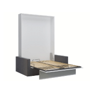 Armoire lit escamotable DJUKE SOFA - Blanc mat avec bandeau gris - Canapé intégré gris 140x200 cm_3
