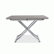 Table basse relevable extensible Trendy - Chêne gris/mélaminé, pied chromé - Dimensions 110 x 70/140 cm_3