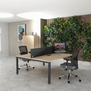 Bureau 2 personnes Tempo avec passe-câbles  - Mobel Linea - 160, Anthracite, Chêne moyen_0
