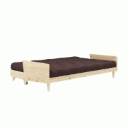 Canapé 3 places convertible Indie - Style scandinave avec futon marron - Couchage 130x190 cm_3