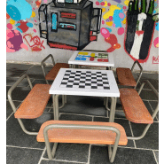 Table d'échecs VMA01 - bois de pin et acier avec traitement Ferrus_3