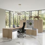 Bureau Bi-colore TAK avec rangement intégré - Mobel Linea - 185, Acacia clair, Droite_3