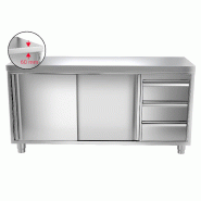 Meuble bas inox cental P 600 mm avec portes et tiroirs - 1600, A droite_3