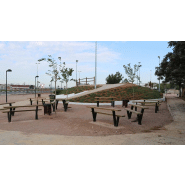 Assis-debout Olea UM314G - Piètement en acier Corten et lattes en bois traité classe IV_3