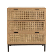 Buffet Marci - 3 tiroirs cannage naturel - Pieds métal noir - Style industriel_3