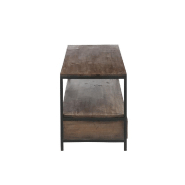Table basse BAPITA - 2 tiroirs - Bois massif marron foncé et métal noir - Dimensions L120 x H61 x P50 cm_3