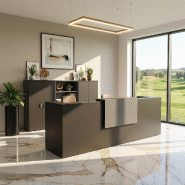 Banque d'accueil 2 personnes delta first avec 1 top - MOBEL LINEA - noir, 364, anthracite_0