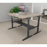 Bureau bench réglable en hauteur UP - Mobel Linea - Non, 140, Anthracite, Chêne grisé_0