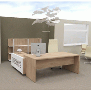 Bureau d'angle T45 avec desserte dos design - Quadrifoglio - 212, Droite, Orme_3