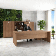 Bureau de direction TAK plateau rectangulaire - Mobel Linea - 200, Acacia foncé_0