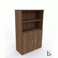 Armoire moyenne avec portes basses - Mobel Linea - 80, Acacia foncé_3