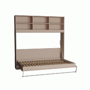 Lit escamotable STRADA-V2 taupe mat avec surmeuble 6 niches - Couchage 140 x 200 cm - Gain de place_3