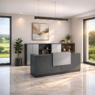 Bureau d'accueil Delta Plus 2 personnes anthracite - Mobel Linea - 204, Non, Anthracite, Gris aluminium_0