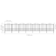 Vidaxl clôture de jardin à dessus en lance acier (1,75-2)x11,9 m noir 277754_3