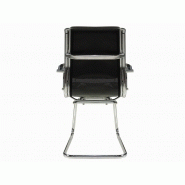 Siège de réunion Molt - Assise et dossier en simili cuir noir - Piètement en acier chromé avec accoudoirs_3