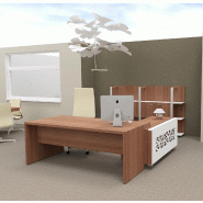 Bureau d'angle T45 avec desserte dos design - Quadrifoglio - 212, Gauche, Noyer Canaletto_3