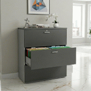 Armoire de Bureau : Classeur Professionnel 3 Tiroirs pour Dossiers Suspendus - 100, Gris anthracite, Gris aluminium_3