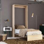 Lit escamotable Studio chêne - Couchage 90x200 cm - Ouverture assistée et pieds automatiques_3