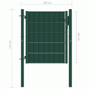 Vidaxl portail de clôture pvc et acier 100x101 cm vert 145228_3