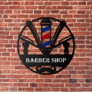 Enseigne barber shop option LED - Bleu Marine_3