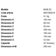 Crics compact avec poignet en 3 parties pour un rangement facile