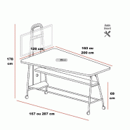Table haute multimédia mobile ESMOU - Mobel Linea - 200, Blanc, Chêne veiné_3