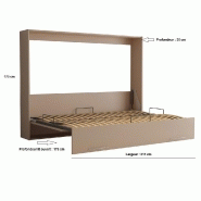 Armoire lit escamotable VERTIGO taupe mat - Couchage 160x200 cm - Ultra plate avec ouverture assistée_3