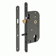 Serrure encastrée THIRARD - bec de cane - axe 50 mm - acier - têtière noire à bouts ronds_3