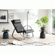 Fauteuil relax RICK - tissu 100% polyuréthane - piétement métal noir mat - design et confort avec têtière incluse_3