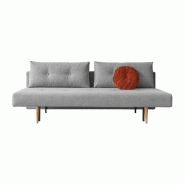 Innovation Living - Canapé design Recast Plus gris clair convertible lit 200x140 cm avec piétement noyer et housse de rangement_3