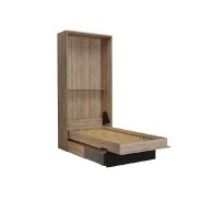 Lit escamotable style industriel KEY SOFA - Chêne naturel - 90x200 cm avec canapé et tiroirs de rangement_3