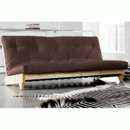 Banquette convertible Fresh en pin - Coloris brown - Couchage 140x200 cm - Avec matelas futon capitonné_3