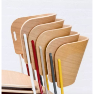 Chaise de réunion ou de conférence au style épuré et design en bois, empilable pour les visiteurs - 