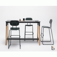 Table haute avec pieds en bois - MDD - Anthracite, 140 x 70 cm_3