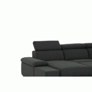 Canapé d'angle convertible panoramique angle droit Panama - tissu gris anthracite avec méridienne réversible et lit gigogne 140x200 cm_3