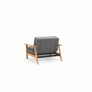 Innovation Living - Fauteuil design Dublexo Frej gris Twist Charcoal convertible lit 90x115 cm - Piétement en chêne clair_3