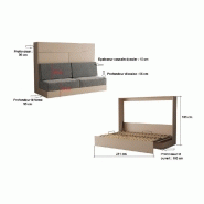 Armoire lit escamotable VERTIGO SOFA Taupe avec canapé gris - Couchage 140x200 cm - Système d'ouverture assistée_3