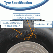 20x8.00-8 Roues de tondeuse à gazon P332 Road Legal 4 Inch PCD Rim 437kg (Set of 2)_3